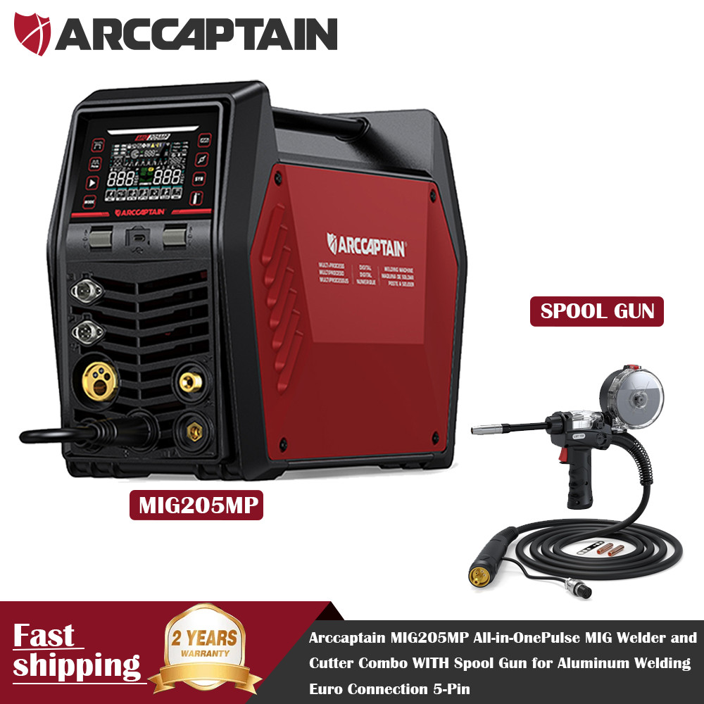 ARCCAPTAIN MIG205MP MIG Welder 9 IN 1 iControl with Spool Gun 5-Pin 10FT