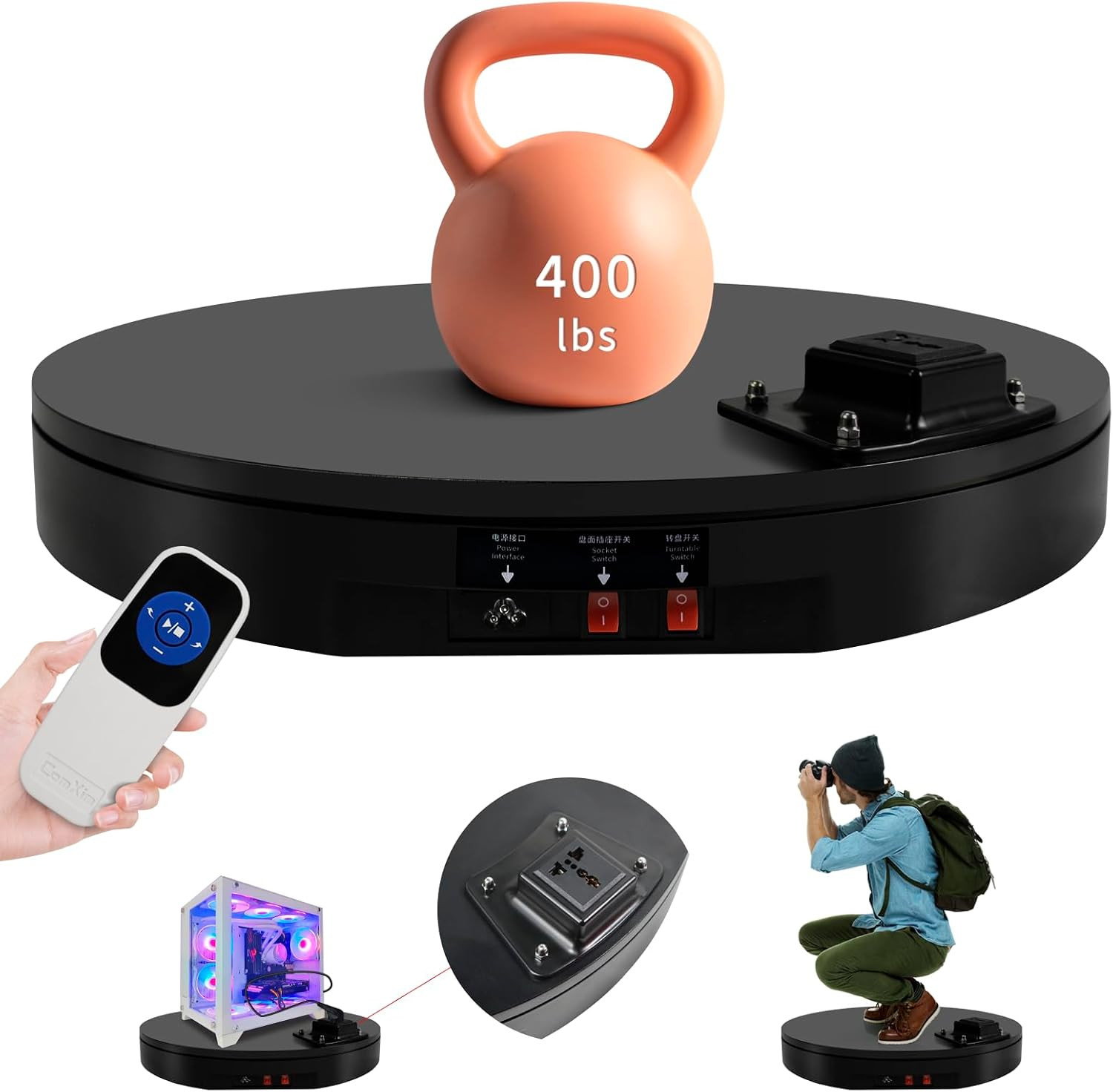 19.7In/50Cm Large Motorized Rotating Display Stand,400Lb Capacity Electric Rotar 19.7In/50Cm Large Motorized Rotating Display Stand,400Lb Capacity Electric Rotar