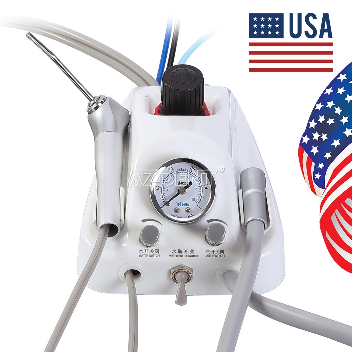Portable Dental Turbine Unit 3Way Syringe/Silent Oil-Free Dental Air Compressor