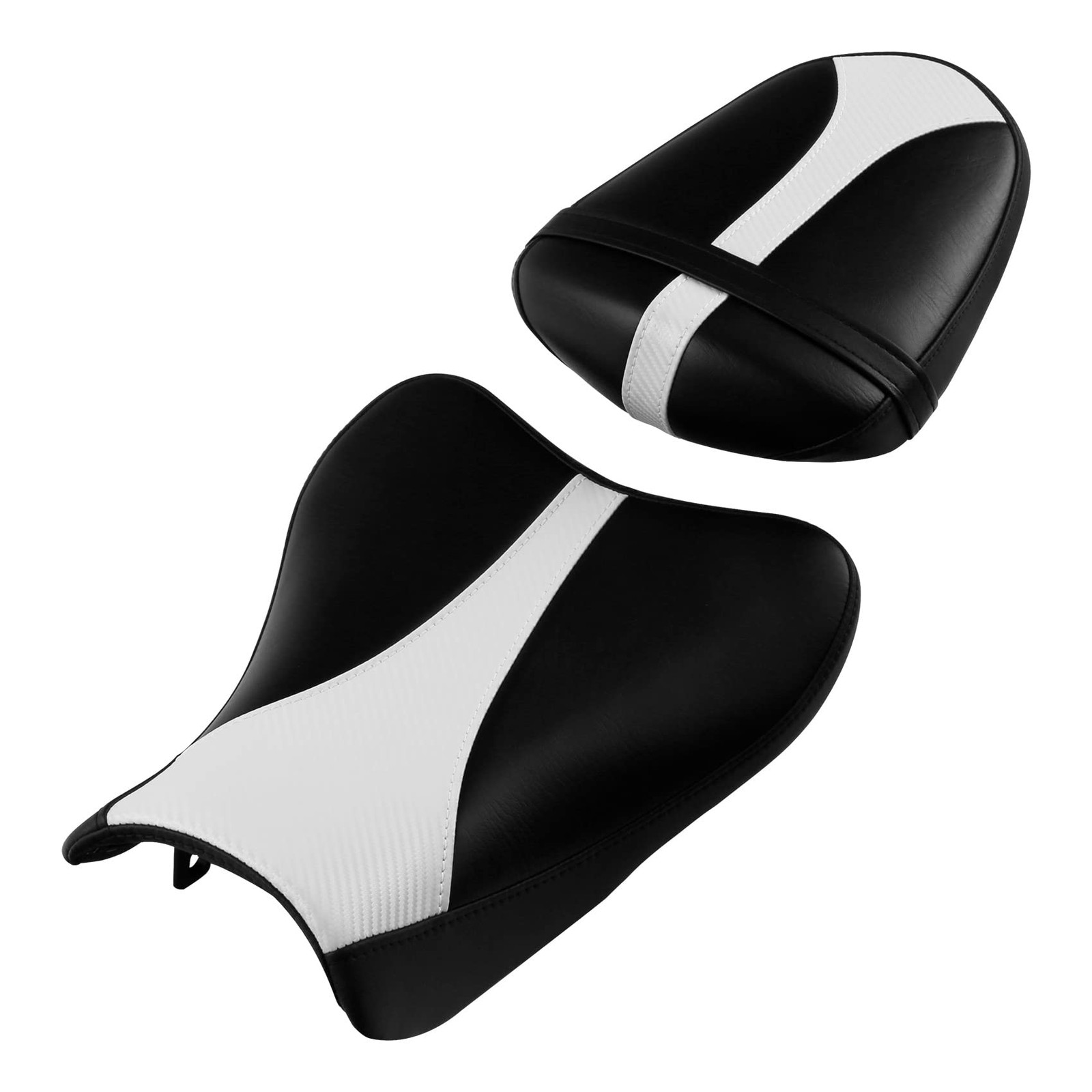 Motorcycle Two Piece Rider Passenger Seat Suzuki GSXR1000 2007-2008 Black White Motorcycle Two Piece Rider Passenger Seat Suzuki GSXR1000 2007-2008 Black White