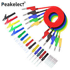 Peakelect 4mm Stackable Banana Plug Test Lead Kit with Alligator Clip Back Probe picture