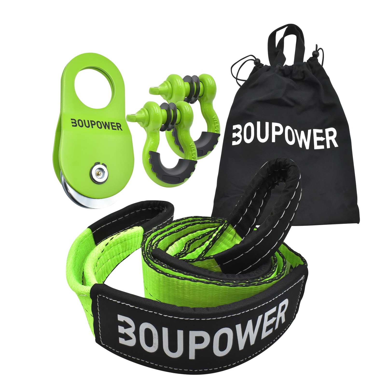 Hipicute Offroad Recovery Gear Kit 4X4 Including 3 X8 Tree Saver Strap 2 D-Ring