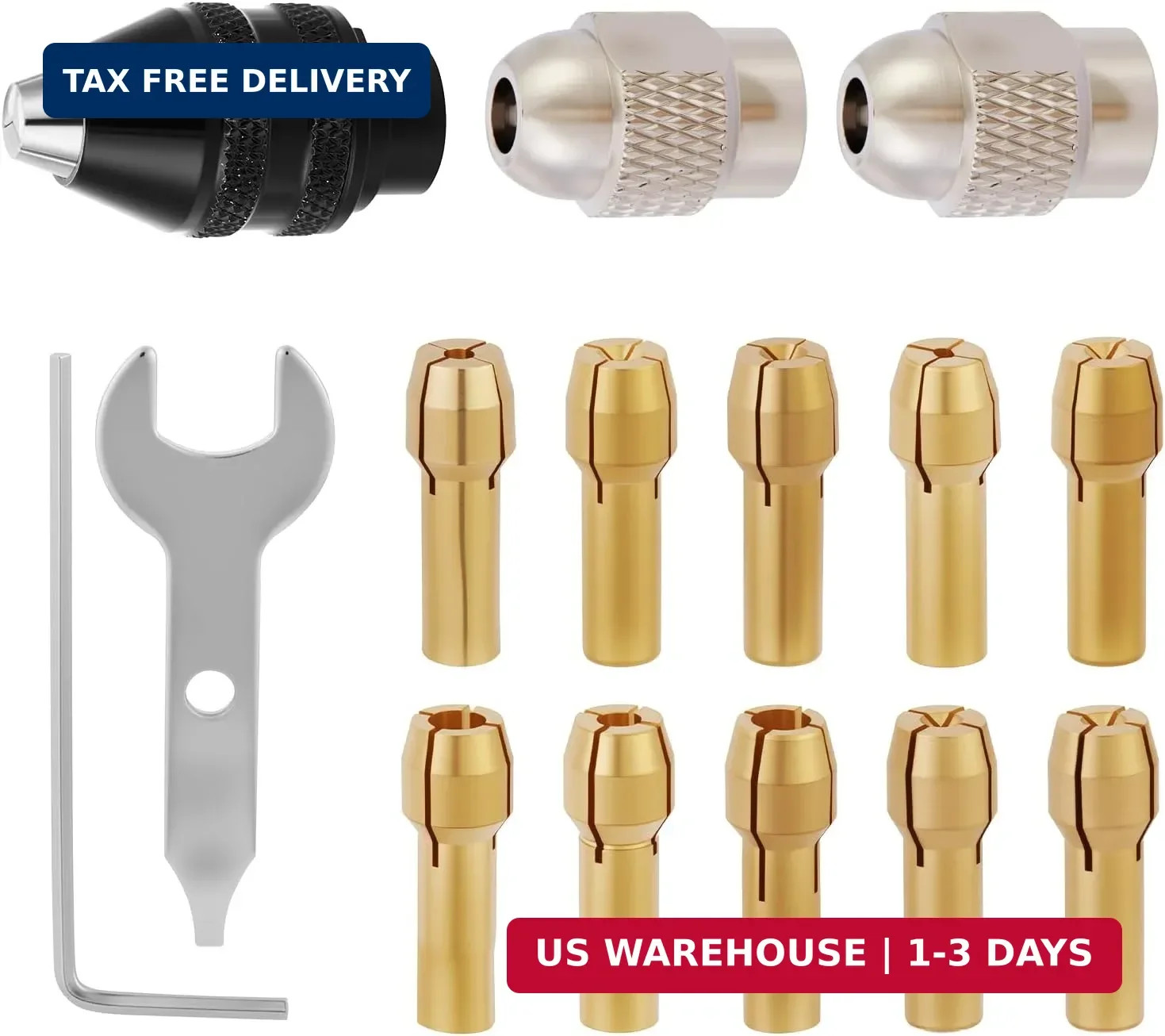 15PCS Keyless Drill Chuck Collet Set 1/32 15PCS Keyless Drill Chuck Collet Set 1/32