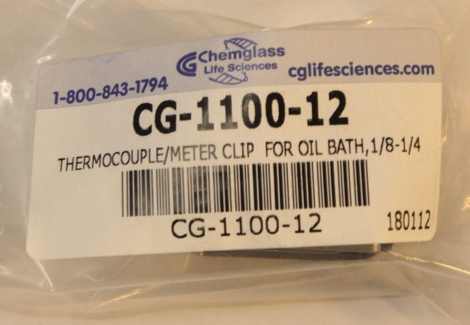 ChemGlass 1100-12 STAINLESS STEEL Thermocouple/Meter Clip for Oil Bath - New