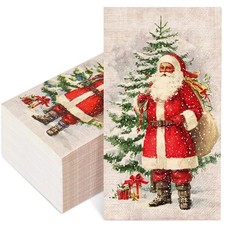 50Pcs Christmas Guest Napkins Vintage Winter Santa Xmas Tree Disposable Napkin D picture