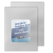 2 Pack 304 Stainless Steel Sheets, 18 Gauge Metal Plate 16″×12″ picture