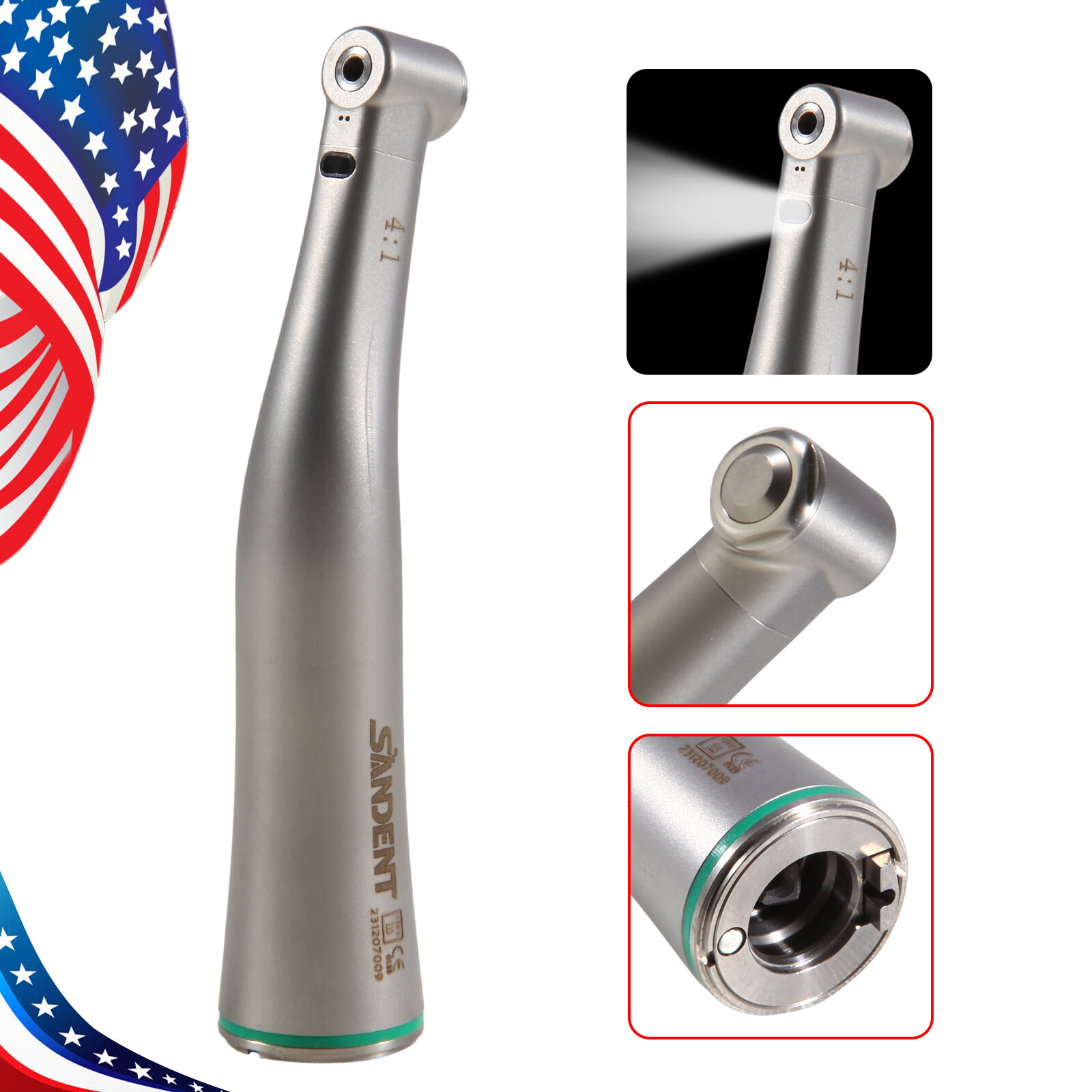1/5/10Pcs NEW Dental 4:1 Reduction Contra Angle Fiber Optic Handpiece MX