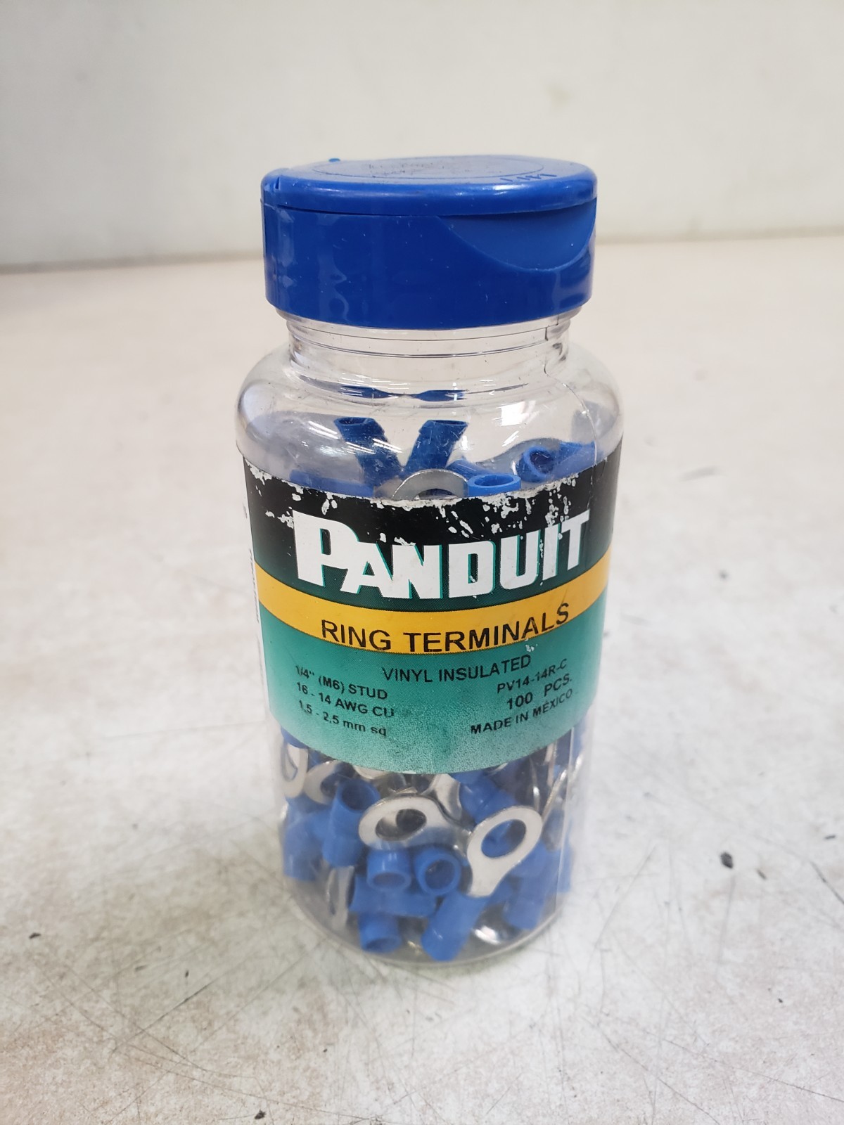 Panduit PV14-14R-C Ring Terminal Vinyl 16-14Awg 1/4\