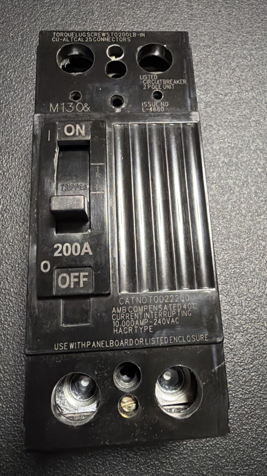 General Electric TQD22200WL 200 Amp 2 Pole Main Circuit Breaker Q2MT General Electric TQD22200WL 200 Amp 2 Pole Main Circuit Breaker Q2MT