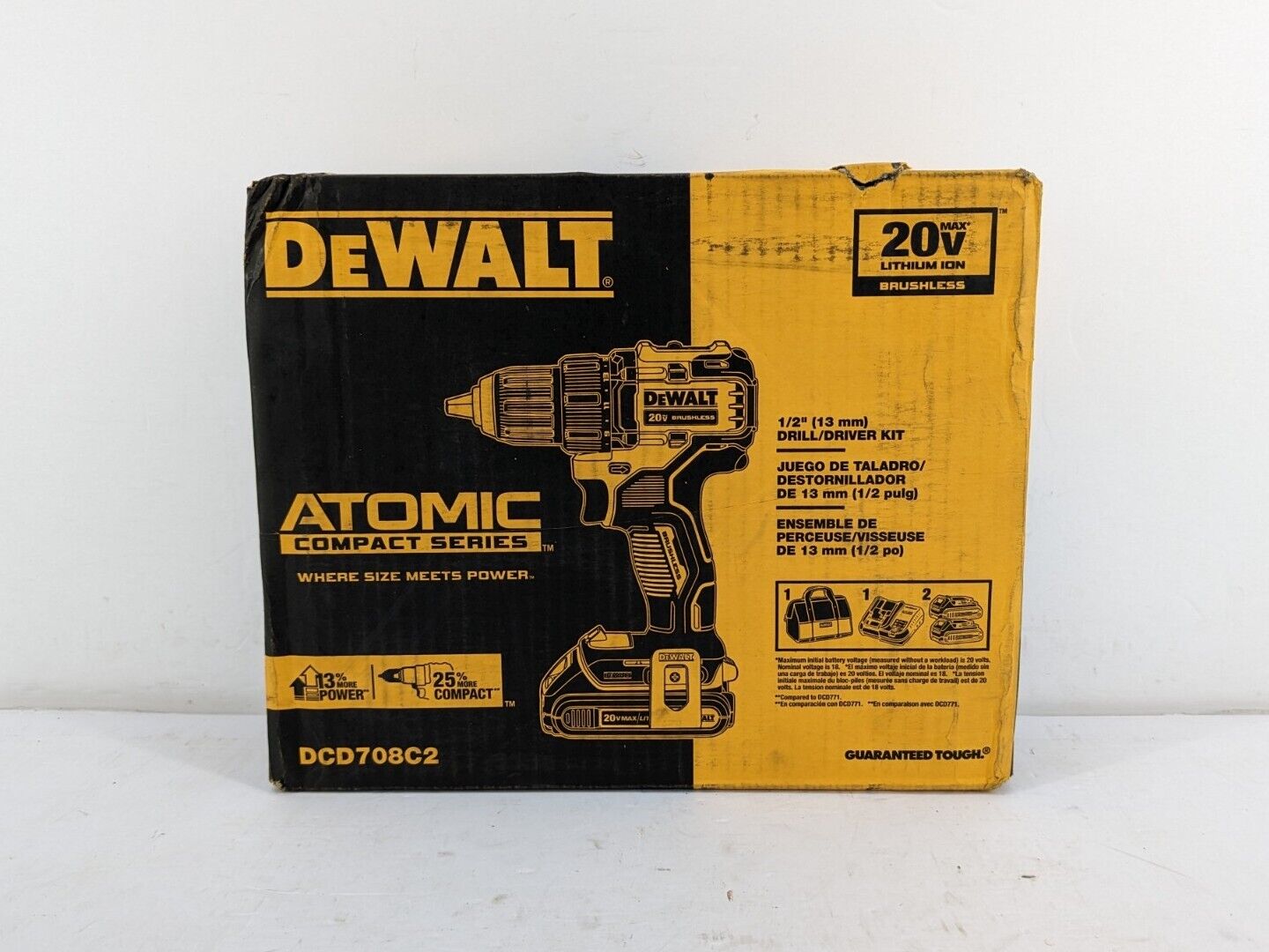 Dewalt DCD708C2 ATOMIC 20V MAX 1/2 Inch Drill/Driver Kit w/ (2) 1.3 Ah Batteries