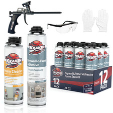Kraken Bond Drywall Panel Adhesive Foam 24oz 12 Pack – Gun Incl. Set picture