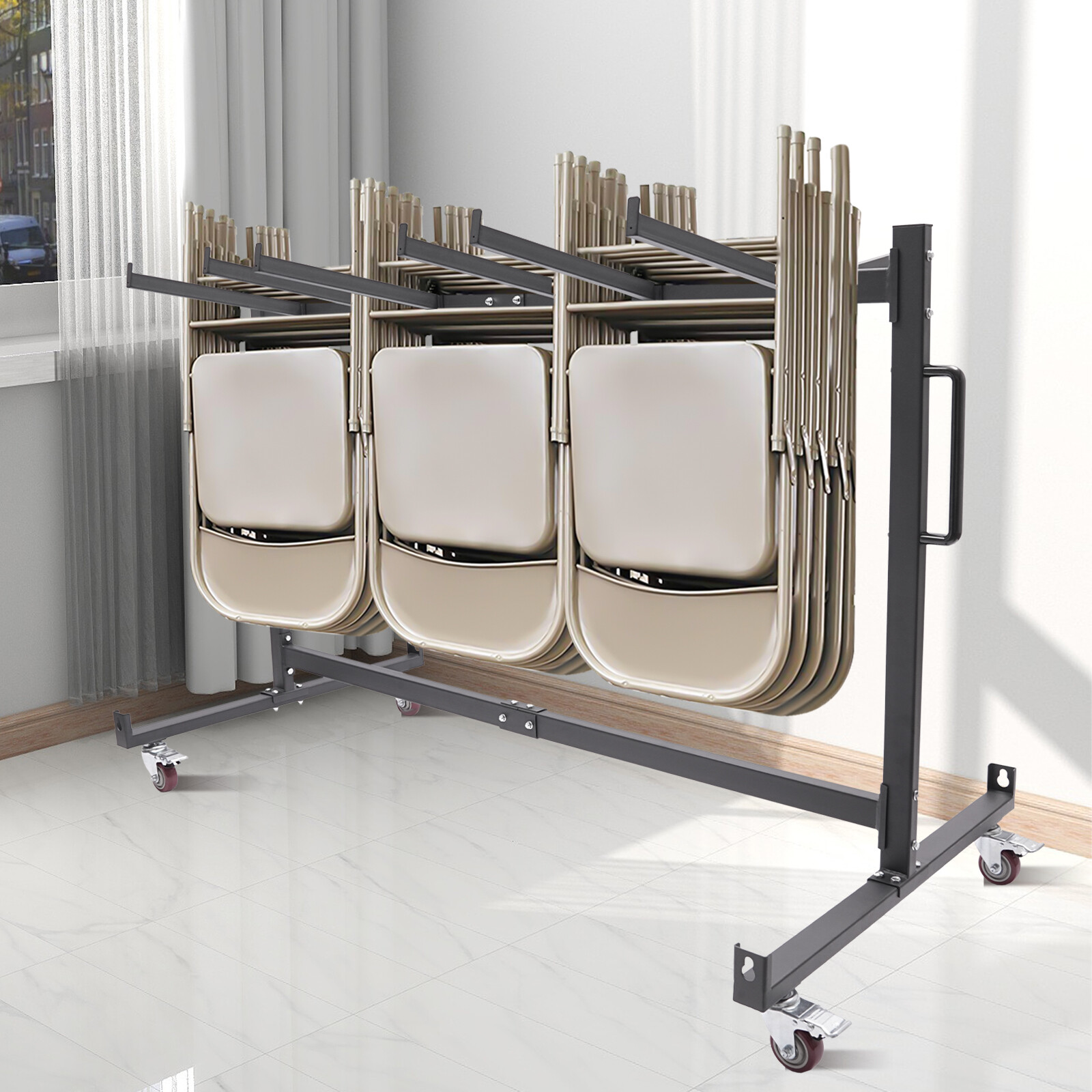 Folding Table Chair Cart Table Storage Rack Desk Chairs Cart Trolley For 42Pcs