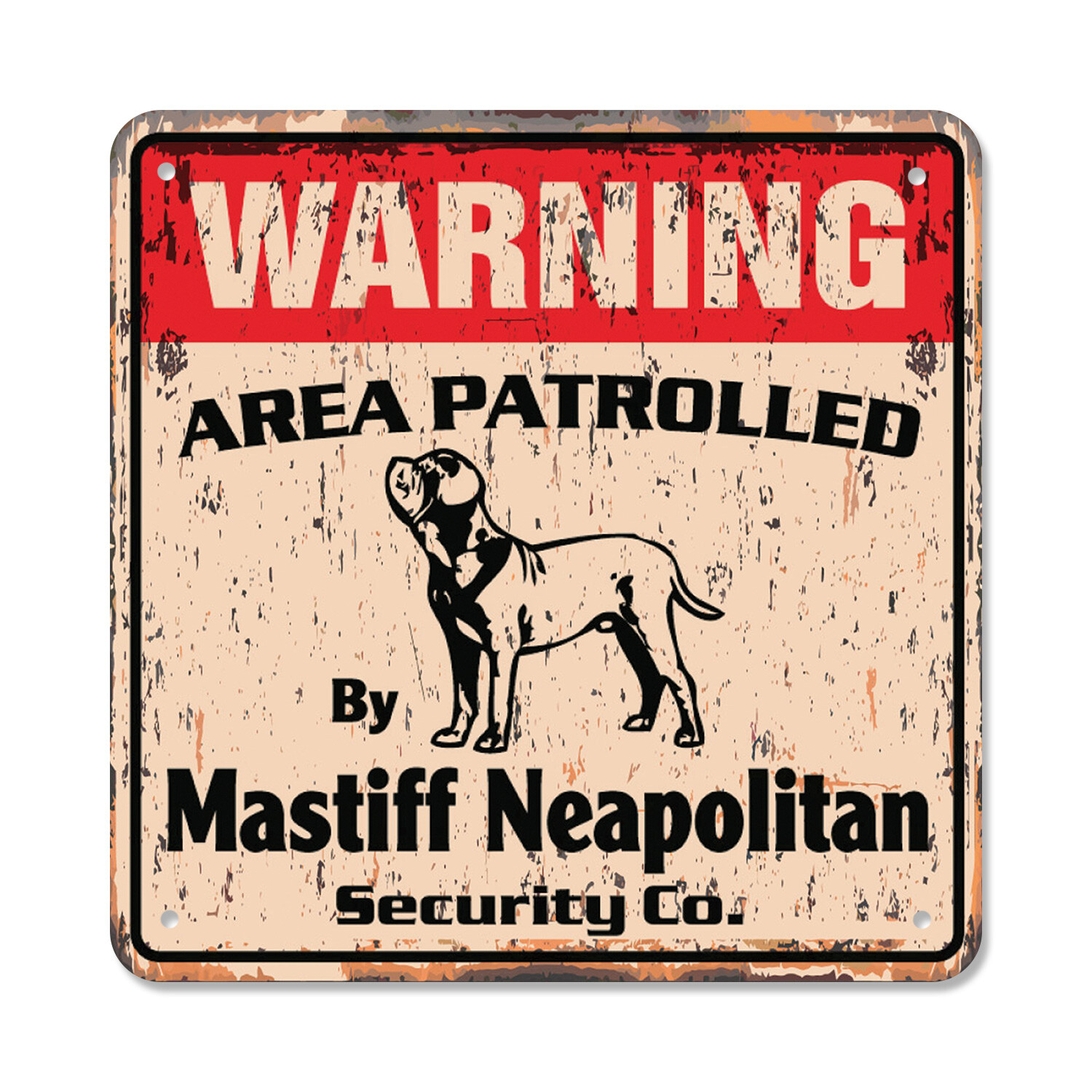 MASTIFF NEAPOLITAN Vintage Security Plastic Sign Area Patrolled pet dog warning MASTIFF NEAPOLITAN Vintage Security Plastic Sign Area Patrolled pet dog warning