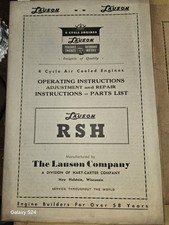 LAUSON OPERATING INSTRUCTIONS ADJUSTMENT REPAIR PARTS LIST FOR LAUSON MODEL RSH  picture