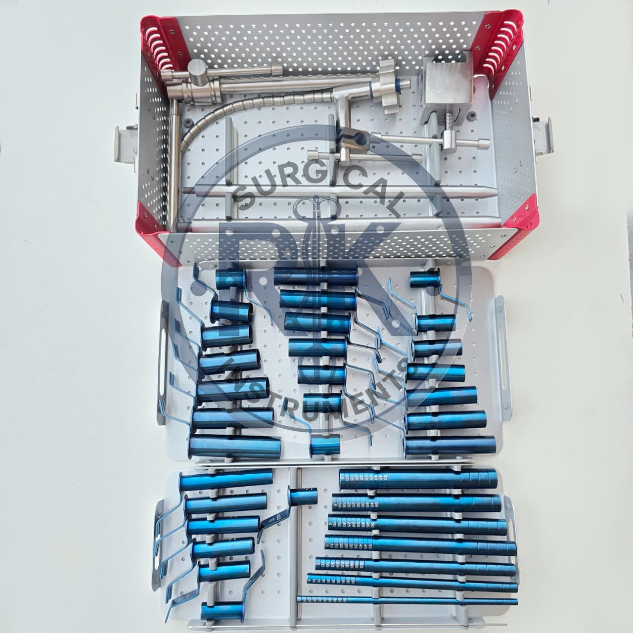 Mis Tubular Retractor Spine System Set Titanium Blue Coated with Sterilize Box Mis Tubular Retractor Spine System Set Titanium Blue Coated with Sterilize Box