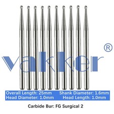 10-100pcs Dental Surgical Round Carbide Burs FG SURG 2 Friction Grip High Speed picture