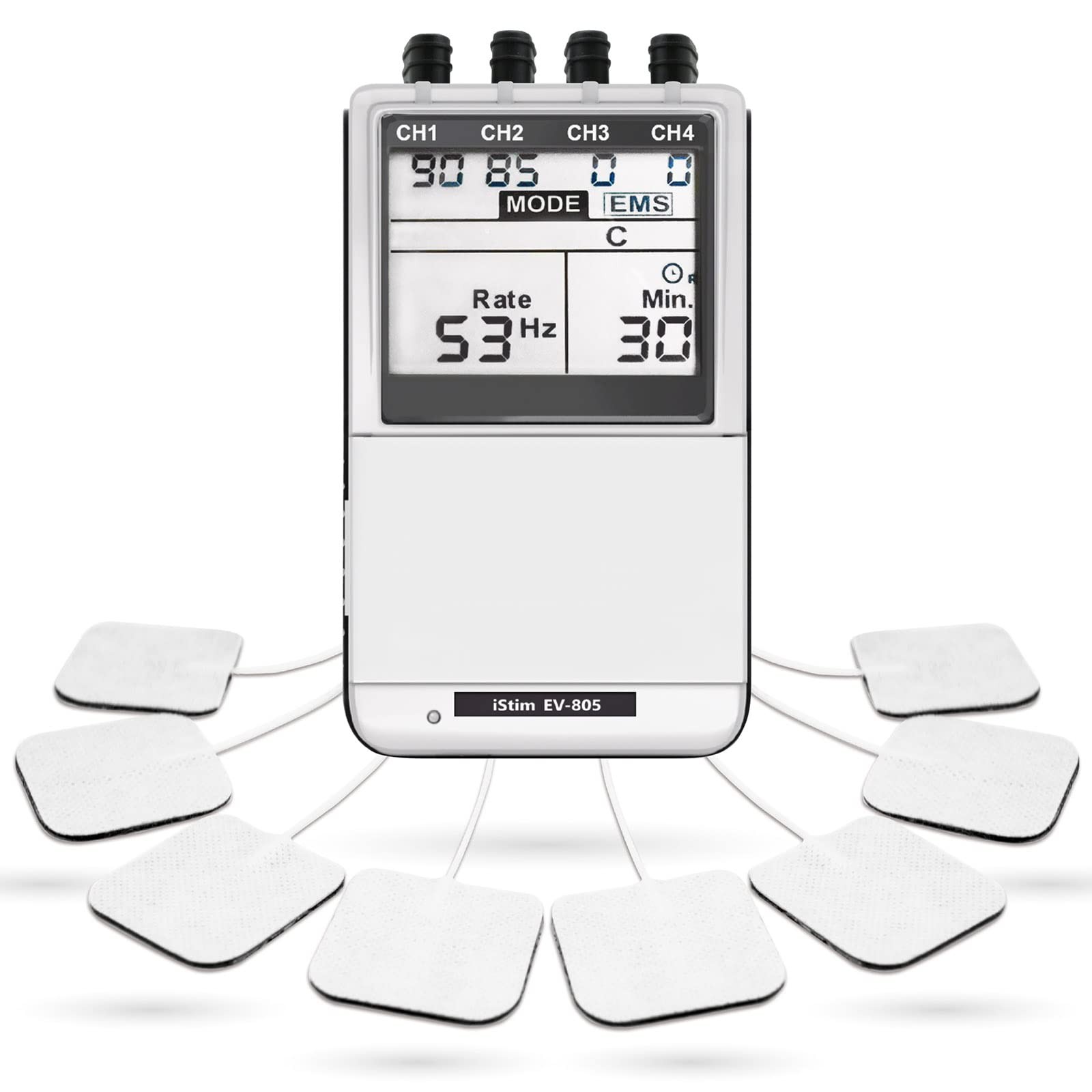 iSTIM EV-805 TENS EMS 4 Channel Rechargeable Combo 1 Count (Pack of 1), Clear iSTIM EV-805 TENS EMS 4 Channel Rechargeable Combo 1 Count (Pack of 1), Clear