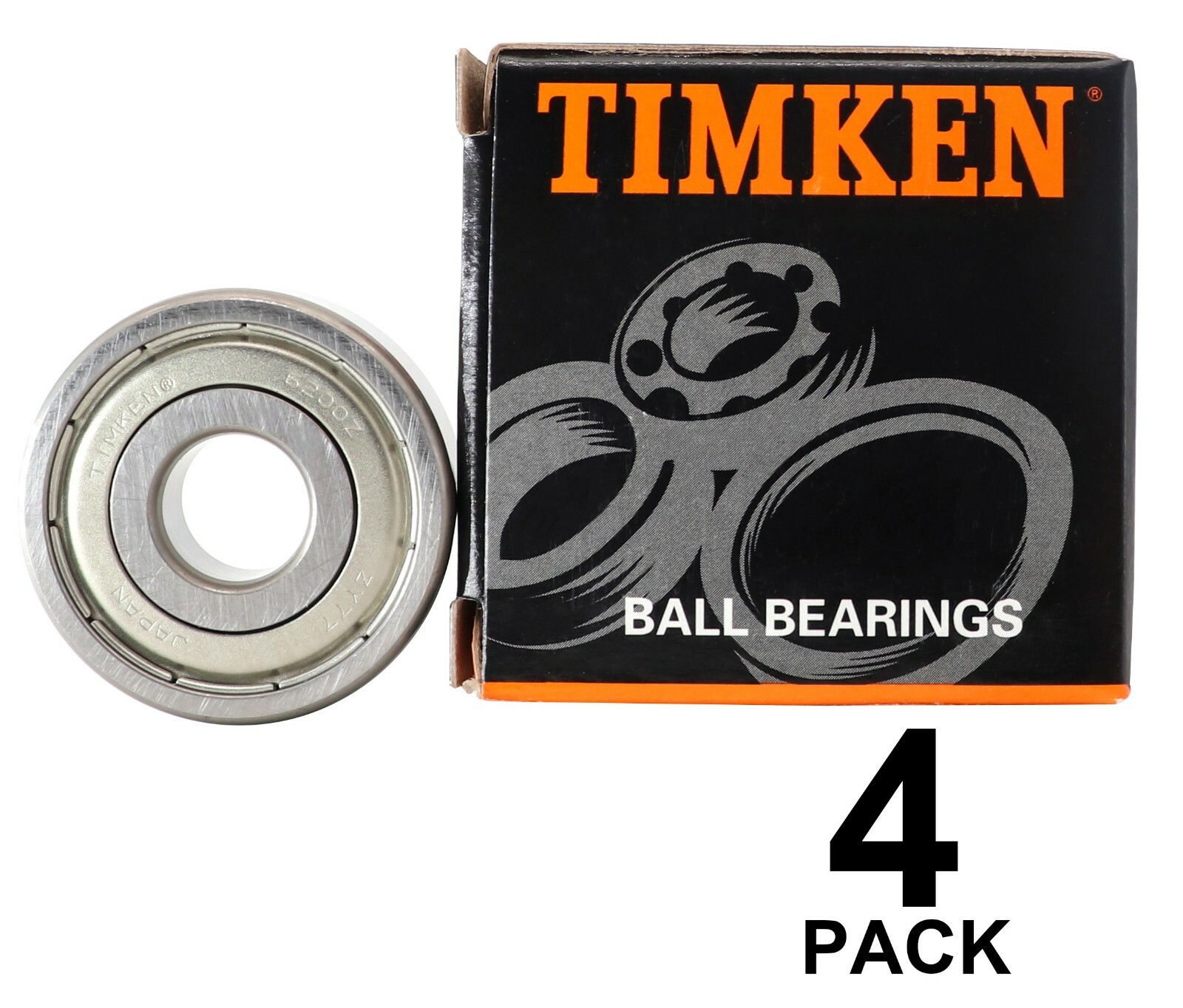 (4 PACK) USA TIMKEN 6200-ZZ 6200ZZ 10X30X9MM Double Metal Seal Ball Bearings