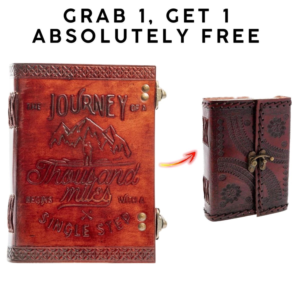 Leather Journal7x5–Handmade Leather Diary,200Page|Grab 1, Get 1 Absolutely FREE