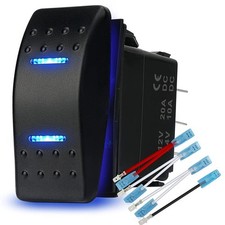 Rocker Switch Toggle On-Off-On 12V/20A 24V/10A 7Pin DPDT Blue LED Light picture