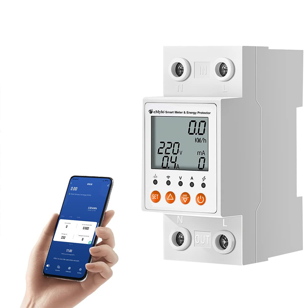 Emylo 63A Single-Phase Wifi Energy Meter with LCD & Leakage Protection Emylo 63A Single-Phase Wifi Energy Meter with LCD & Leakage Protection