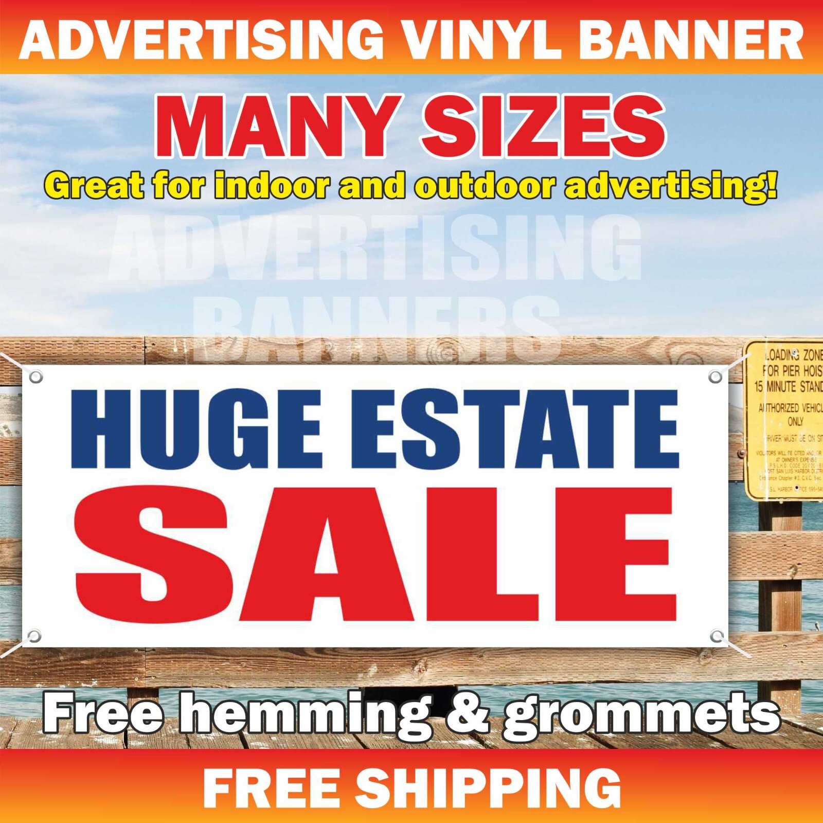 HUGE ESTATE SALE Advertising Banner Vinyl Mesh Sign office space home realtor HUGE ESTATE SALE Advertising Banner Vinyl Mesh Sign office space home realtor