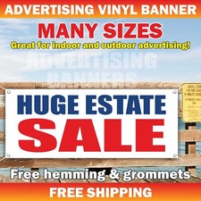 HUGE ESTATE SALE Advertising Banner Vinyl Mesh Sign office space home realtor picture