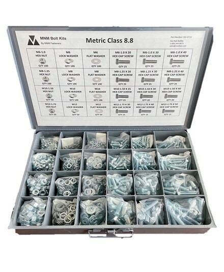 1,260 piece Metric Class 8.8 Nut Bolt & Washer Assortment - M6 M8 M10 M12