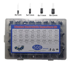 500pc Radial Electrolytic Capacitor Assortment Kit 24 Value 0.1uF-1000uF 10V-50V picture
