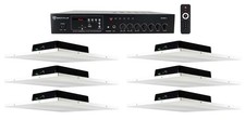 6) Rockville Audio Drop Ceiling Tile Speakers+Amp For Office/Restaurant/Cafe/Bar picture