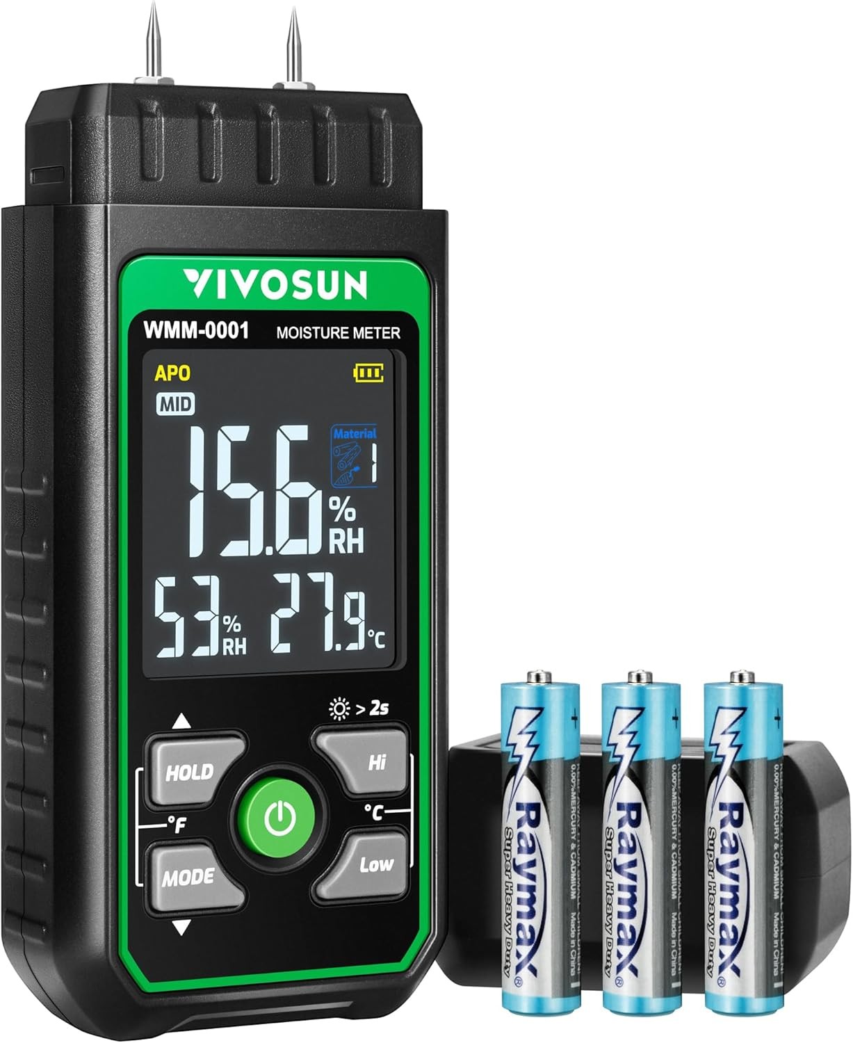 VIVOSUN 7 in 1 Digital Wood Moisture Meter LCD Damp Tester Locks Readings VIVOSUN 7 in 1 Digital Wood Moisture Meter LCD Damp Tester Locks Readings