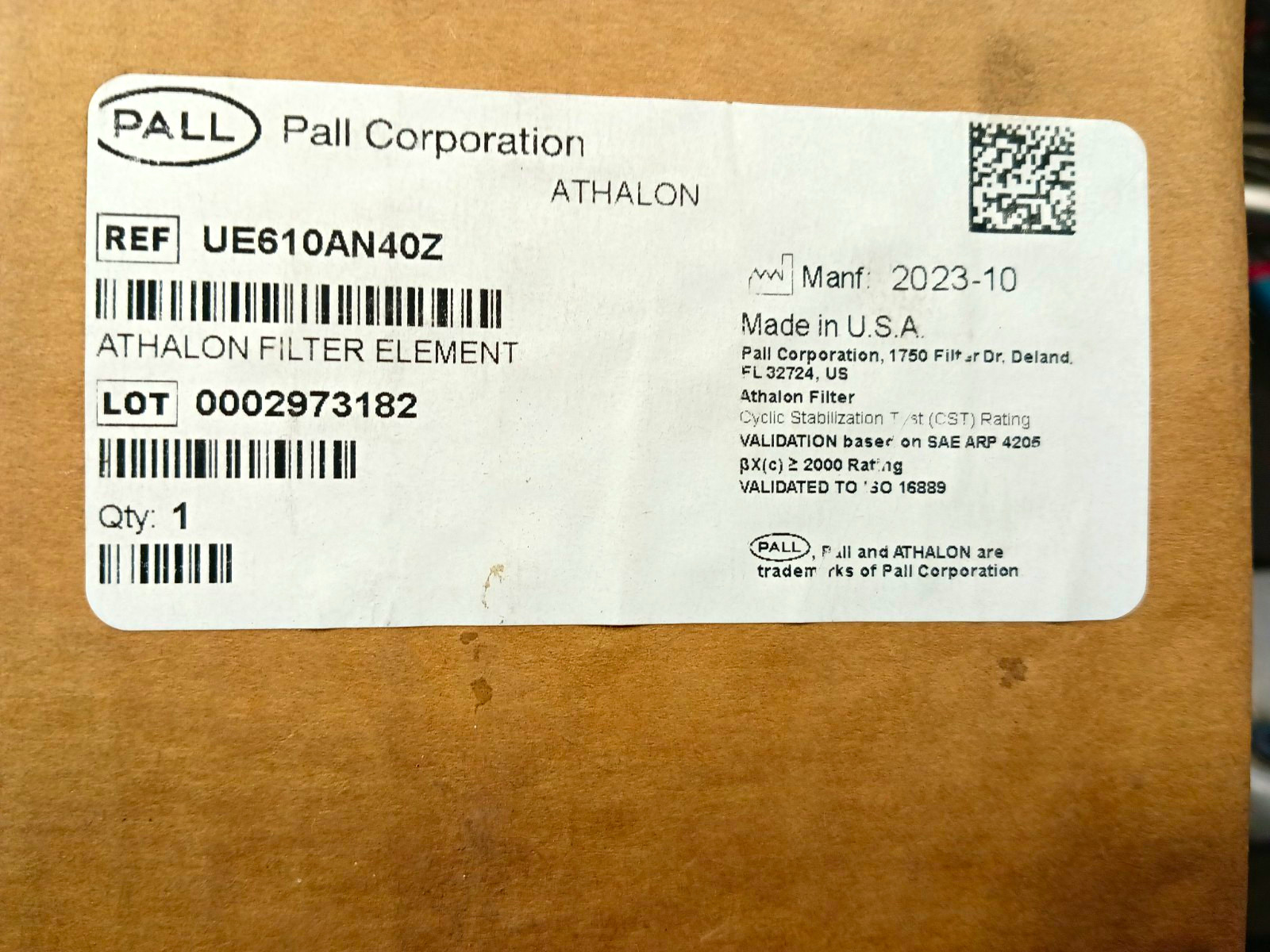 Pall UE610AN40Z Athalon Hydraulic Filter Element 7 Micron 40Z OEM New Sealed
