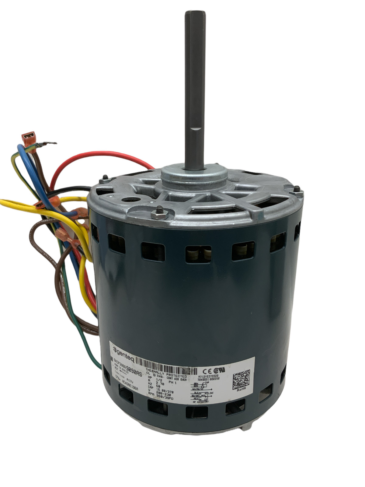 GE Genteq Blower Motor 1/2 HP 208-230v, 2.70A, 50Hz, 950/3SPD, 1PH 5KCP39SG GE Genteq Blower Motor 1/2 HP 208-230v, 2.70A, 50Hz, 950/3SPD, 1PH 5KCP39SG