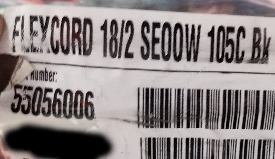 Southwire 18/2C Seoprene SEOOW 600V 105C TPE Portable Power Cable Cord /25ft