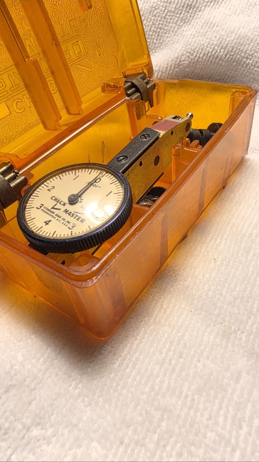 Vintage Standard Gage Co. Check Master Dial Test Indicator .0001. With Box, etc