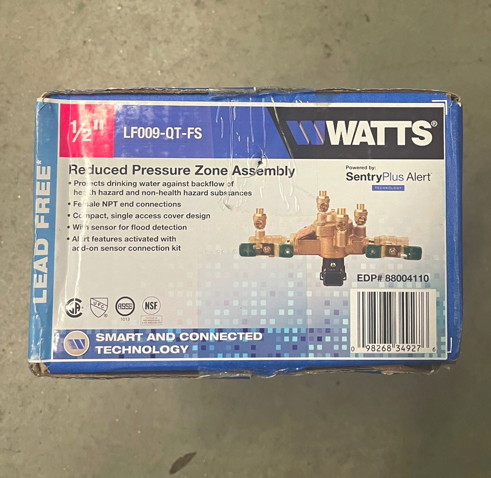 Watts LF009-QT-FS 1/2 in RPZ Reduced Pressure Zone Backflow Preventer (water) Watts LF009-QT-FS 1/2 in RPZ Reduced Pressure Zone Backflow Preventer (water)