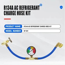 Self-Sealing R134A Refrigeration Recharge Hose Kit AC Charge Hose w/Gauge US picture