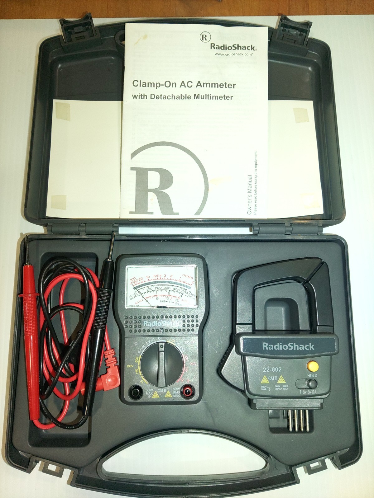 RadioShack Clamp On AC Ammeter 22-602 with Detachable Multimeter With Hard Case RadioShack Clamp On AC Ammeter 22-602 with Detachable Multimeter With Hard Case