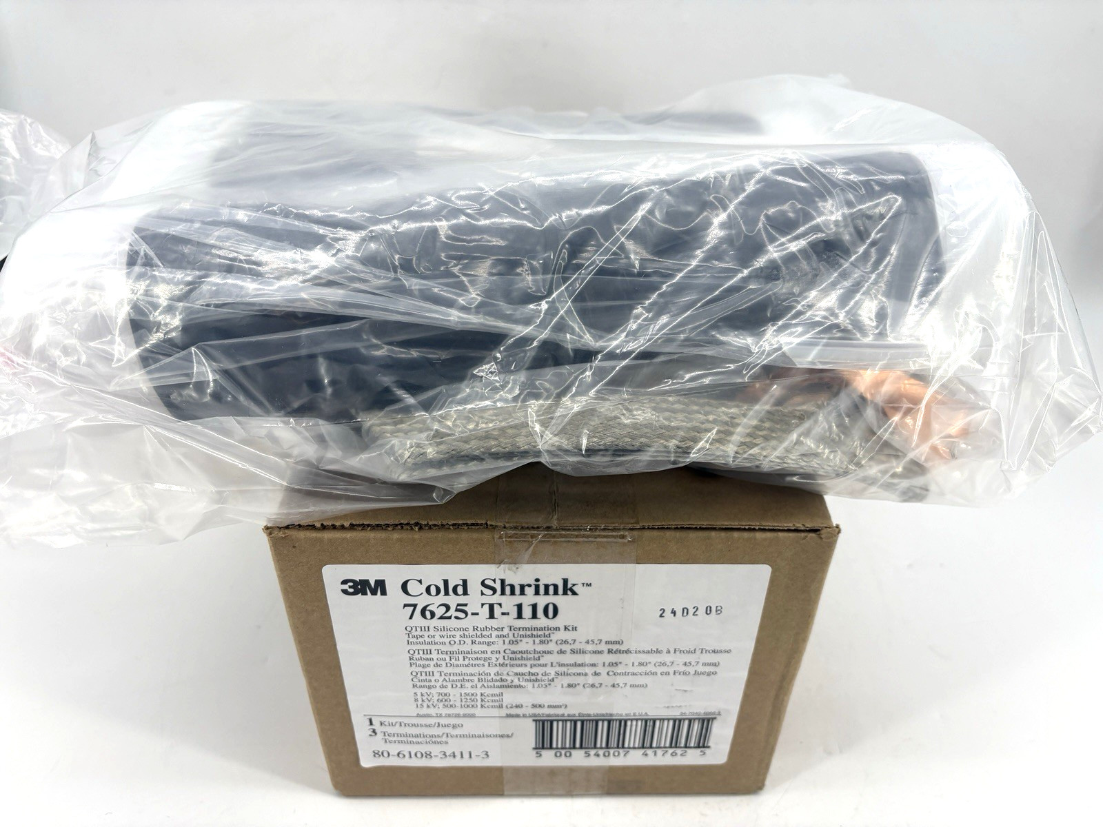 New 3M 7625-T-110 QTIII Silicone Rubber Termination Kit 1.05 New 3M 7625-T-110 QTIII Silicone Rubber Termination Kit 1.05