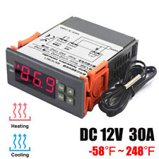 DC 12V Digital Temperature Controller Fahrenheit Thermostat Cool Heat Switch 30A picture