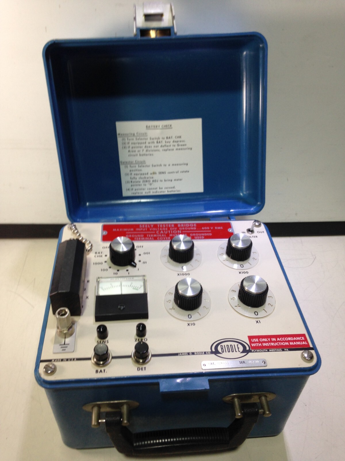 BIDDLE INSTRUMENTS 72-431 72 431 SEELY TESTER BRIDGE BIDDLE INSTRUMENTS 72-431 72 431 SEELY TESTER BRIDGE