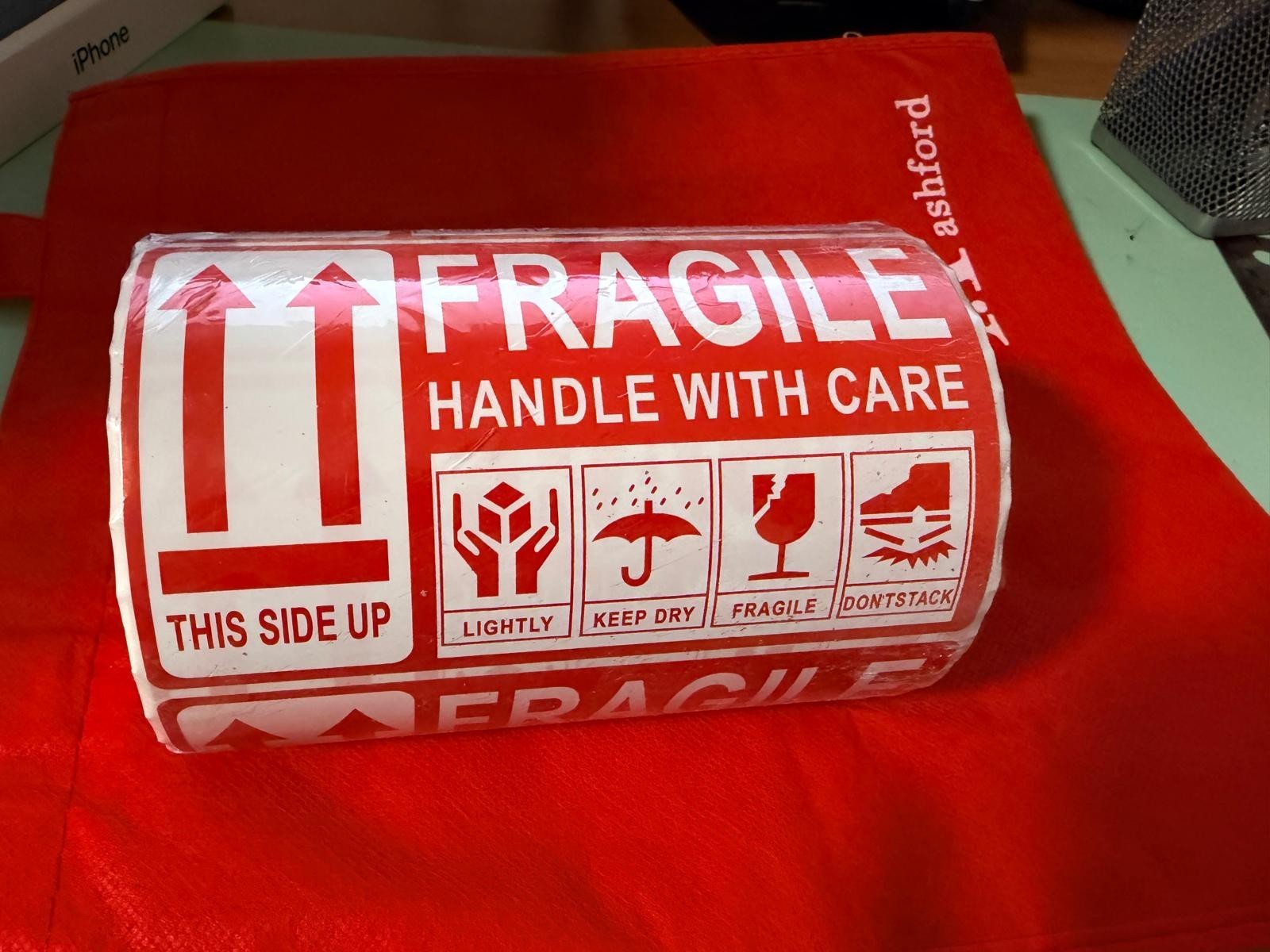 Large 3X5 Fragile Handle with Care stickers 1000 Custom made FedexUPS USPS glass