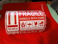 Large 3X5 Fragile Handle with Care stickers 500 Custom made Fedex UPS USPS glass picture