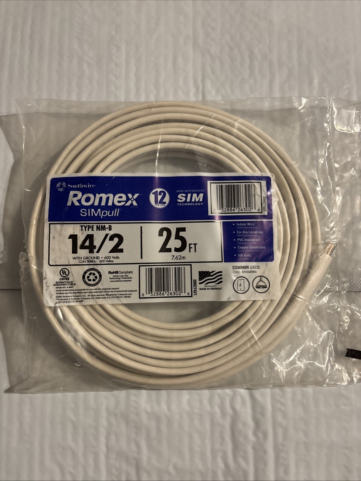 25 Ft 14/2 With Ground Copper NM-B Wire 25 Ft 14/2 With Ground Copper NM-B Wire