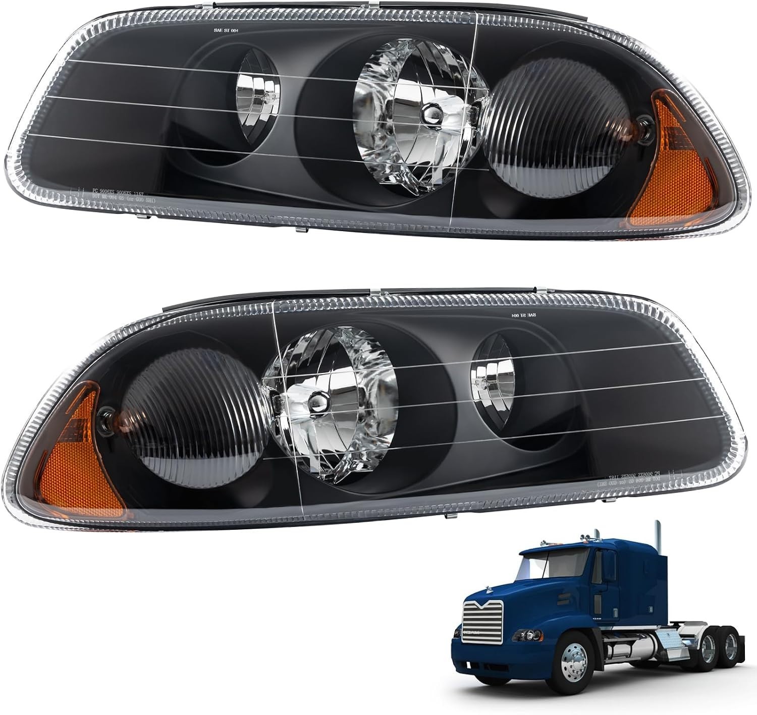 Headlights Assembly for Mack Vision Granite Pinnacle CX CXU CXN GU4 GU5 GU7 GU8 