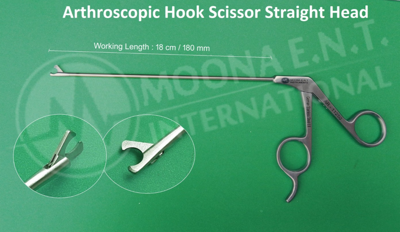 Arthroscopic Hook Scissor With Straight Head For Arthroscopy Lenght 18 cm Arthroscopic Hook Scissor With Straight Head For Arthroscopy Lenght 18 cm