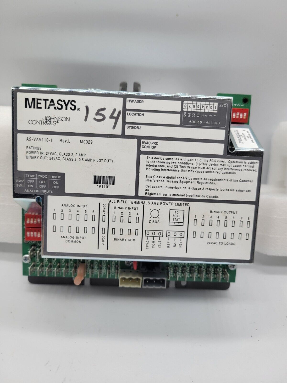 METASYS Johnson Controls - AS-VAV110-1 REV.L