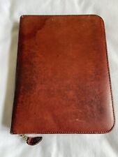 Vtg Maroon Cowhide Leather Franklin Type Zipper Classic 7 Hole Planner/Organizer picture