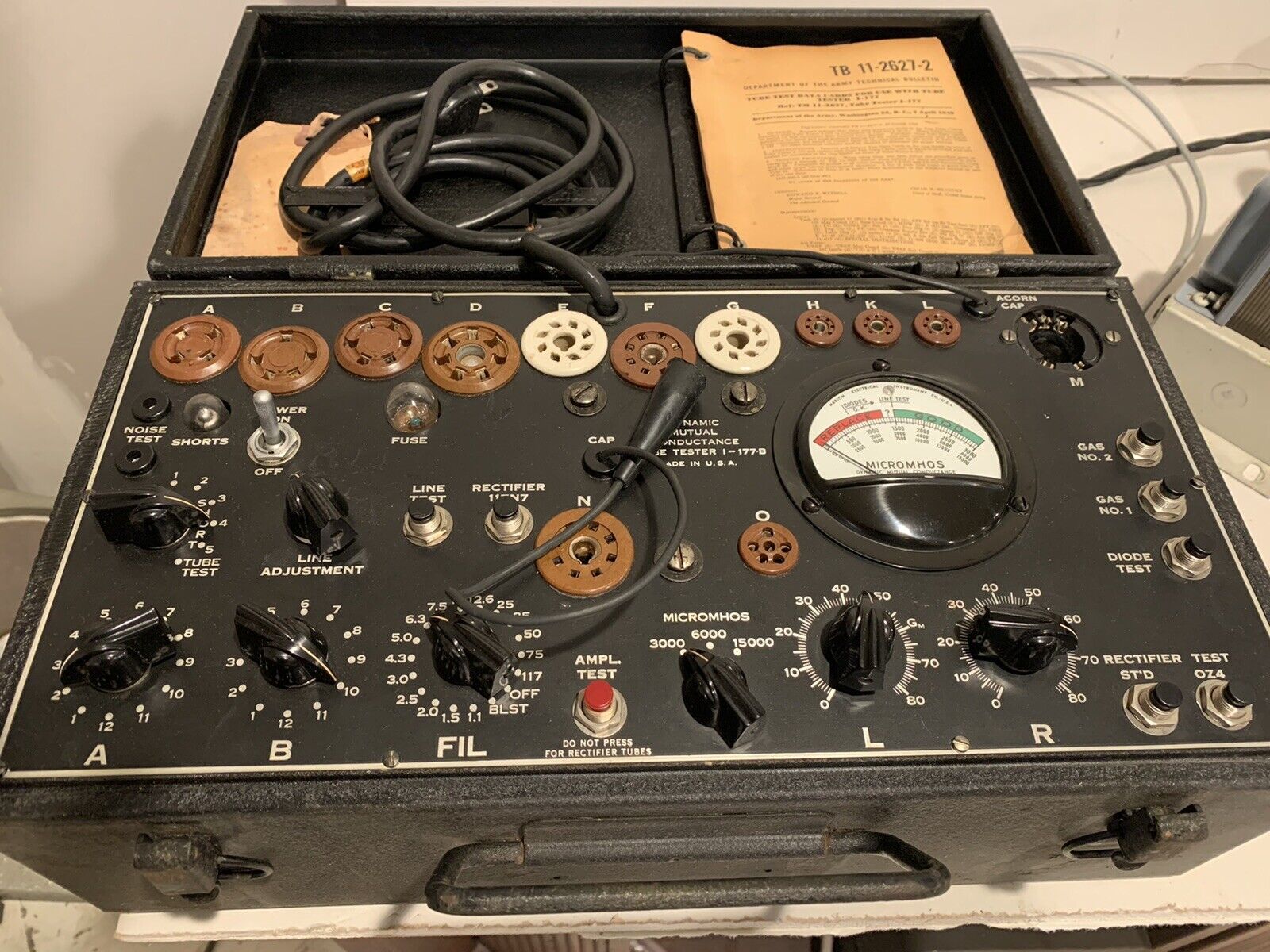 Signal Corps 1-77-b vacuum tube tester mutual conductance Military Tv 7 Hickok