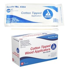 Dynarex Non-sterile Cotton Tipped Applicator, 6in, Wood Swab Stick - 1000/Box picture